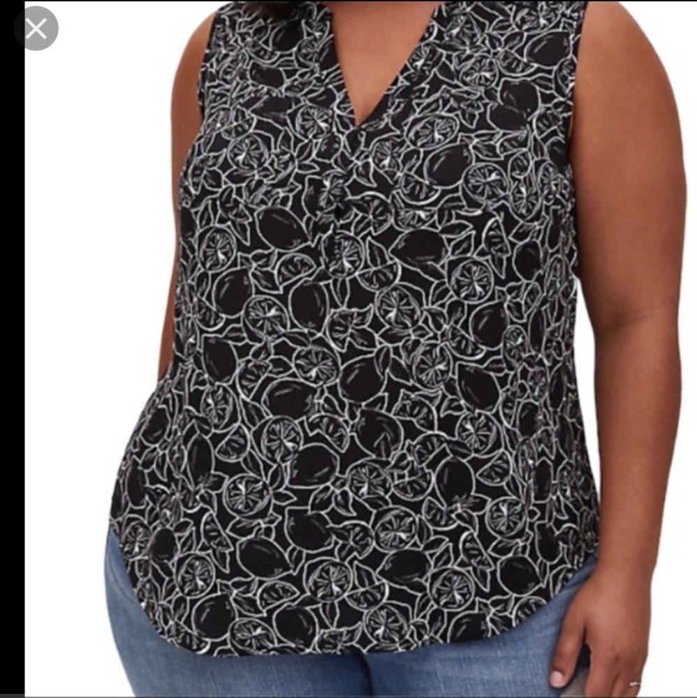 TORRID 0 Harper Black & White Lemon Blouse